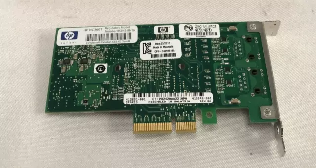 HP NC360T PCIe DP Gigabit Adapter Low Profile - 412648-B21L