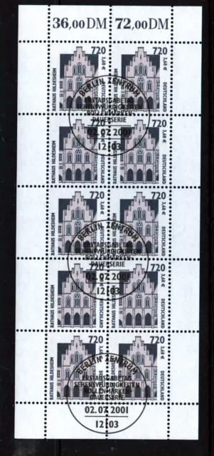 BUND 1860 SWK DoNo 720 Pf 3,68 € Zehnerbogen Kleinbogen, ESSt. BERLIN Mi-€ 90,- BUND 1860 SWK DoNo 720 Pf 3,68 € Zehnerbogen Kleinbogen, ESSt. BERLIN Mi-€ 90,-
