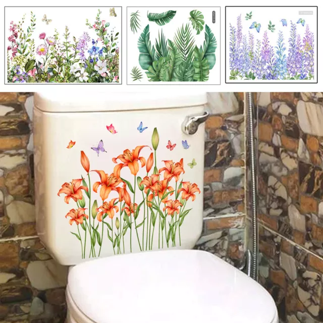 Acheter Autocollant mural amovible fleur papillon pour salle de bain,  autocollant de toilette, décoration de maison DIY