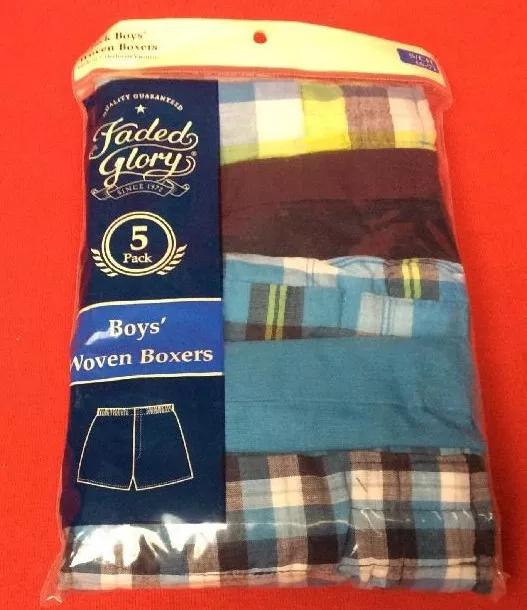 Faded Glory Boy's S (6-7) Plaid Woven Boxers Package of 5 Faded Glory Boy's S (6-7) Plaid Woven Boxers Package of 5