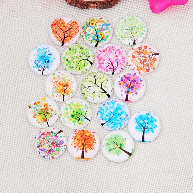 10 Pcs Photo Dome Cabochons Round Mixed Glascabochons Ceramic Tile