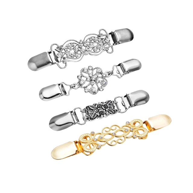 4 Clip Vintage Per Maglione - Fermagli Retrò In Metallo Per Cardigan, Sciarpe E Abiti Donna - Foto 2