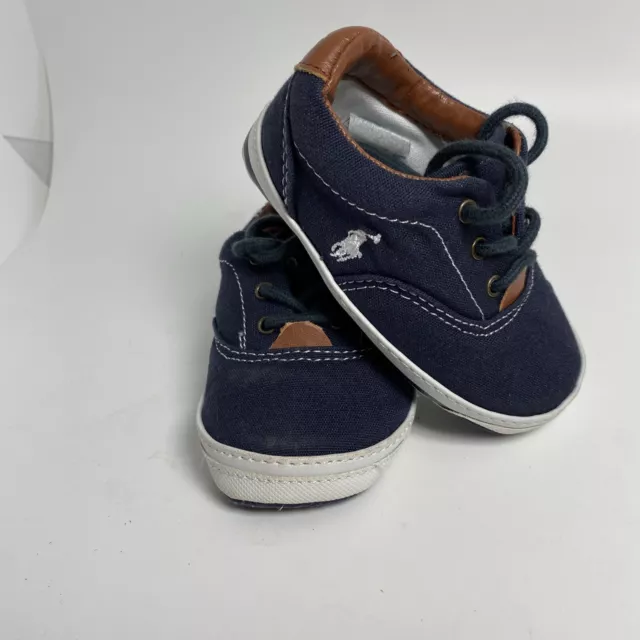 Polo Ralph Lauren Layette Unisex Infant Vaughn Sneaker Navy Canvas Toddler Shoe