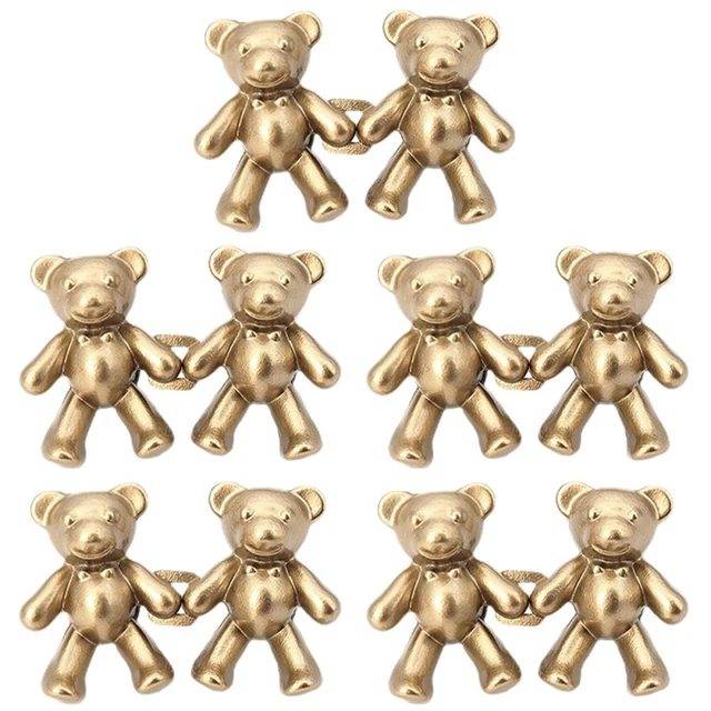 5 Pieces Serre-bouton Jean Ours Pantalon Boutons Ceinture Dorée Boucle De Taille