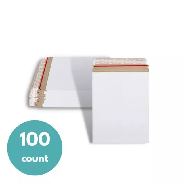 100 - 6x8 White Rigid Photo Document Mailers Cardboard Envelopes 28 pt.