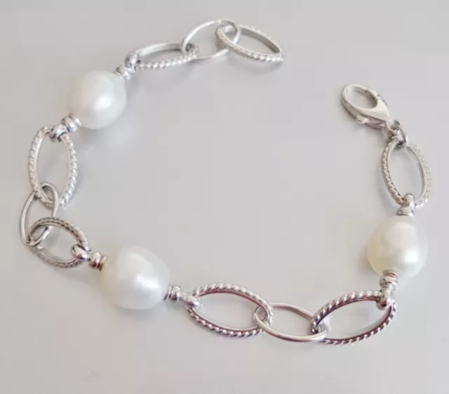 Luxe Femme Bracelet or Blanc 10GRAMMI 750 18KT Perles Bracelet Or Blanc Femme