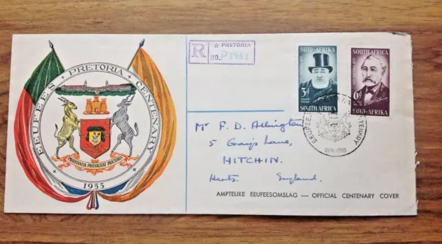 31/10/1955 South Africa FDC - Eeufees - Pretoria - Centenary. Free UK Postage
