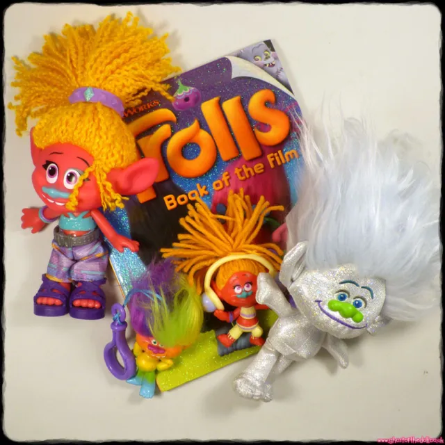 TROLLS Movie DJ SUKI Doll 2x Keychain Figures Book Plush GUY DIAMOND (DreamWorks