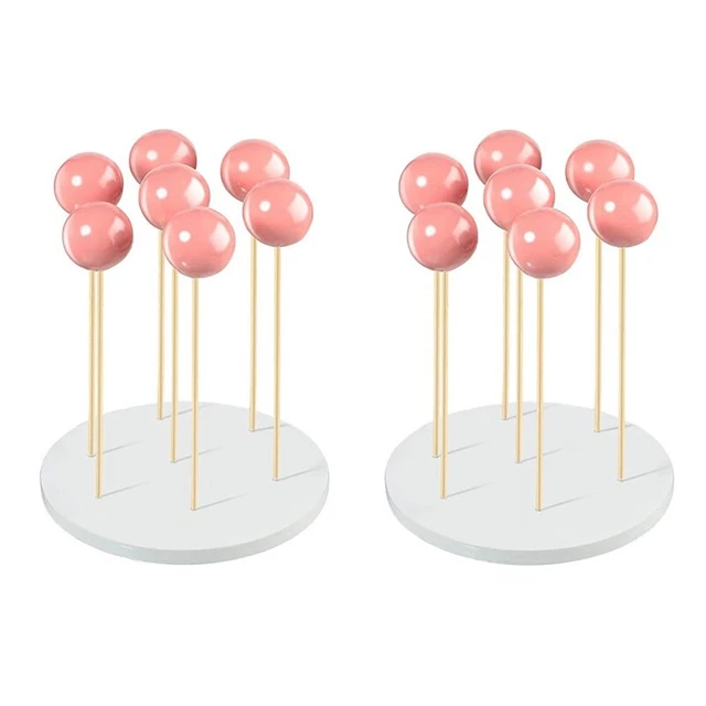 Paquete de 2 soportes para pasteles - 7 orificios soporte para piruletas exhibición redondo caramelo o chupador St E2B5