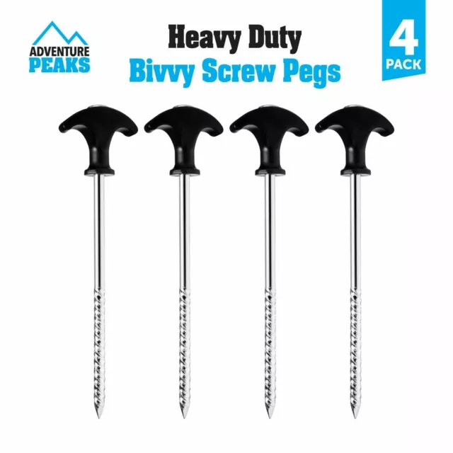 Heavy-Duty 20cm Steel Bivvy Pegs 4 Pack for Camping Fishing Tent and Awning