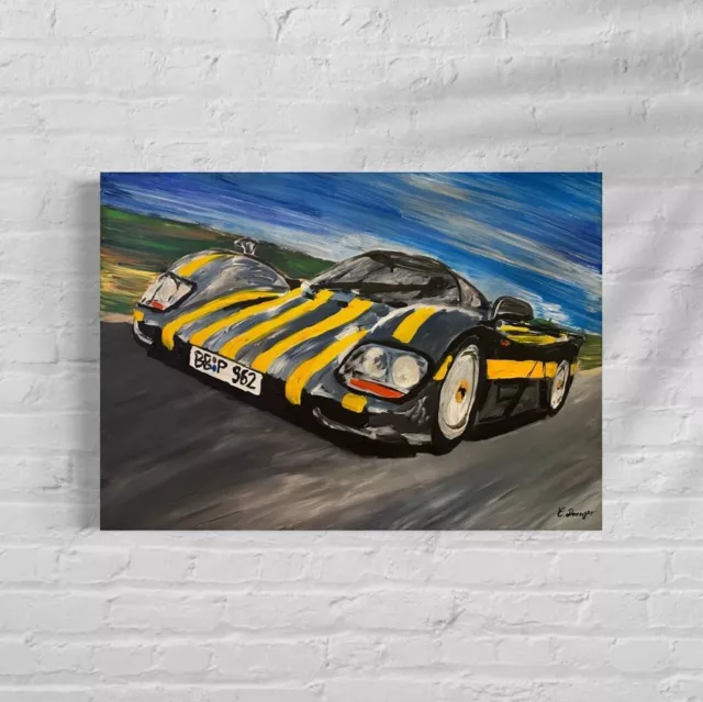 Original Gemälde Kunstwerk Dauer 962 Le Mans LM Porsche 962 LeMans Einzelstück
