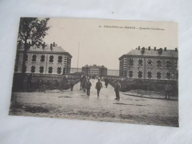 Cpa 51 Chalons Sur Marne  Carte Postale Ancienne Ecrite Dos Vert Caserne