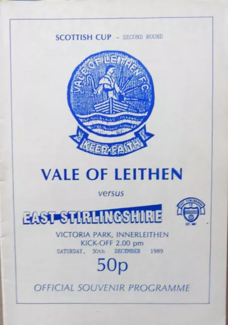 Vale Of Leithen V East Stirling 30/12/1989 Scottish Cup - 2Nd Round #Mint#