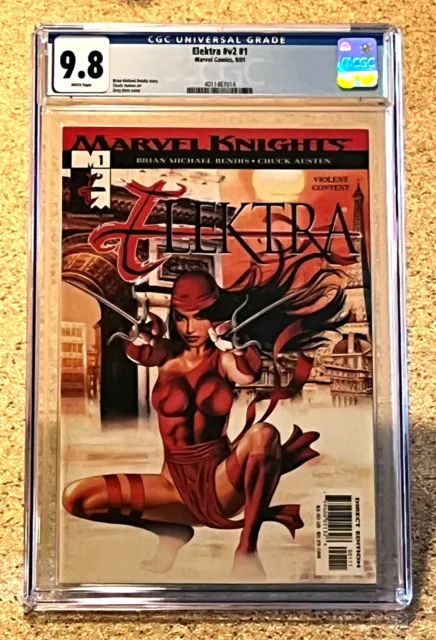 Elektra #v2 #1 CGC 9.8 Marvel Knights Comics White Pages Greg Horn Cover 2001 🔥