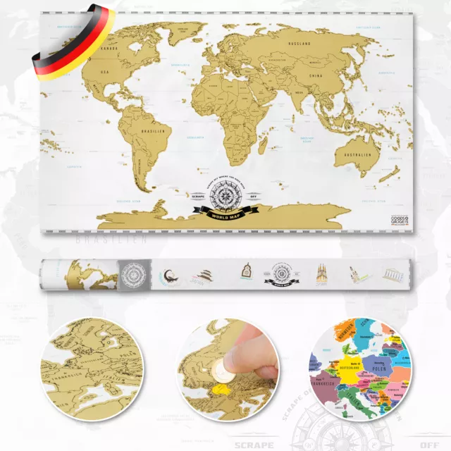 SALE: Weltkarte zum Rubbeln Scratch Off World Map Poster Rubbelkarte in XXL