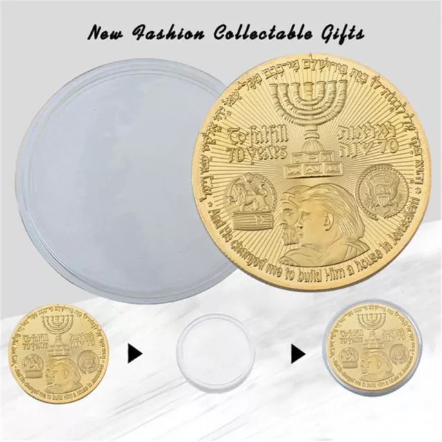 Donald Trump Gold Plated Coin King Cyrus Jewish Temple Jerusalem Israel