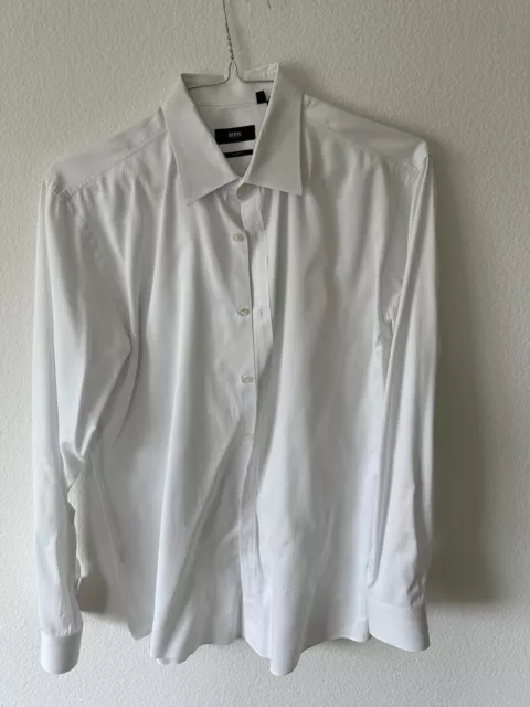 Hugo Boss Dress Shirt Mens 16 34/35 White Slim Fit