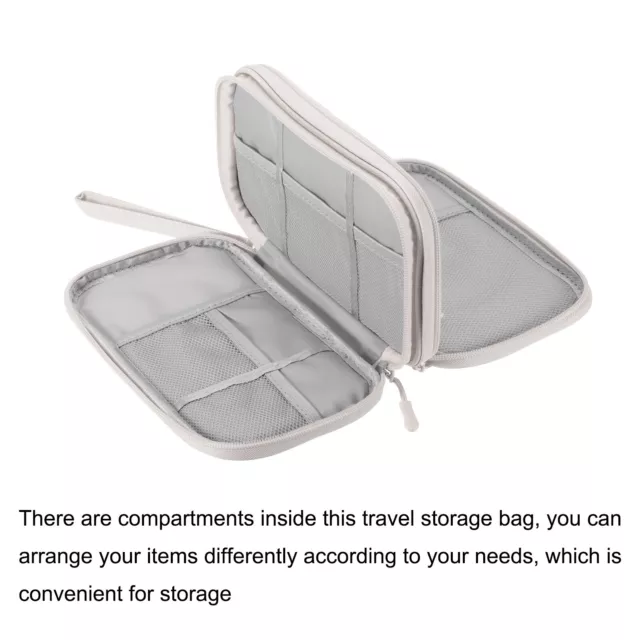 Estuche organizador electrónico bolsa de viaje doble capa gris claro 210x125x60mm 3