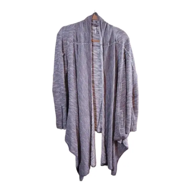 Free People In The Loop Gray Open-front Longline Waterfall Cardigan Women's XS