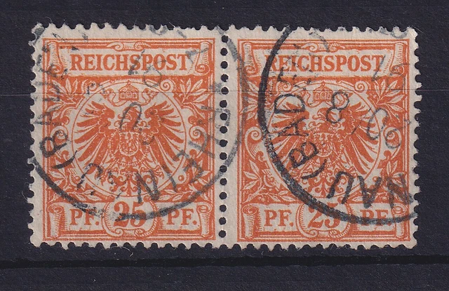 Dt. Reich 25 Pf Krone/Adler Mi.-Nr. 49 a, waag. Paar, gestempelt, geprüft BPP