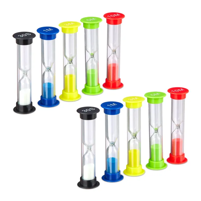 10 x Sanduhr Teeuhr Zahnputzuhr bunt Sandclock Kurzzeituhr Set Stundenglas Sand