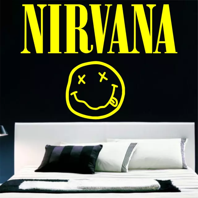 Large Nirvana Logo Wall Sticker In Cut Matt Vinyl Decal Kurt Cobain Dave Grohl