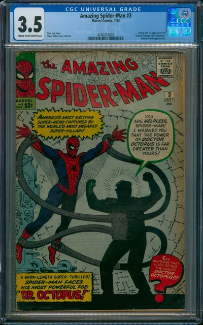 Amazing Spider-Man #3 Cgc 3.5 Vg- 1St & Origin Doctor Octopus 1963 Silver Grail!