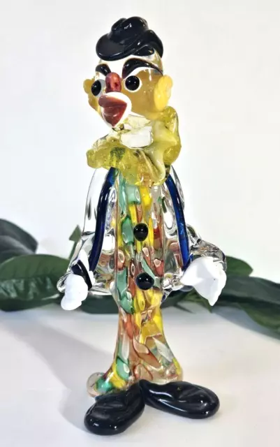 Murano Art Glass Clown Hand Made in Italy Vintage Antique Collectible 9" Read