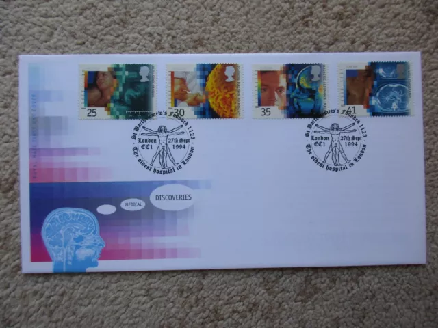 1994 Medical Discoveries Gpo First Day Cover, St Bartholomews, London Ec1  H/S