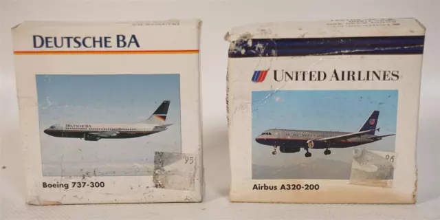 Vintage Herpa Wings Deutsche BA Boeing 737-300 + United Airlines Airbus A320-200