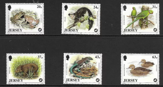 JERSEY 1997 WILD LIFE PRESERVATION TRUST (6th SERIES) SG 824-829 SET 6 MNH