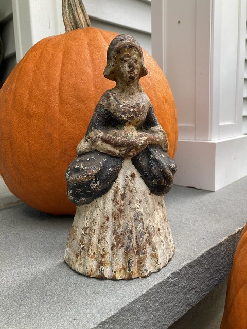 Antique Door Stop Victorian Woman Heavy Cast Iron Patina
