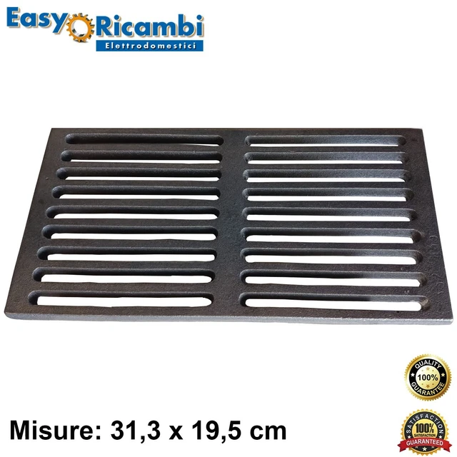 Griglia In Ghisa Per Camino Con Cassetto Raccolta Cenere - 30x16 Cm, Altezza 8 Cm, Per Stufe A Pellet E Barbecue