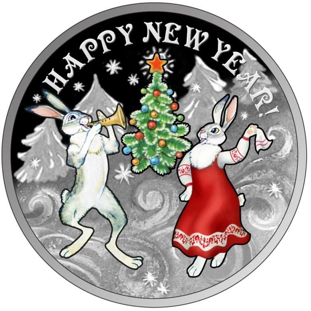 2023 LAOS LUNAR Year of the Rabbit Family Silver Colorized Coin 兔 Happy