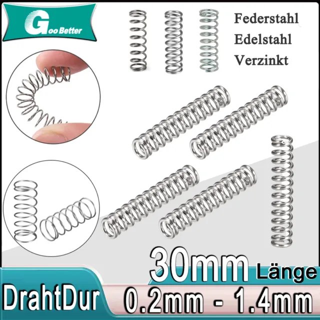 Druckfeder 30 mm Länge，Draht 0,2mm-1,4mm，Φ 1,5-22mm  Stahlfedern，Rückstellfedern