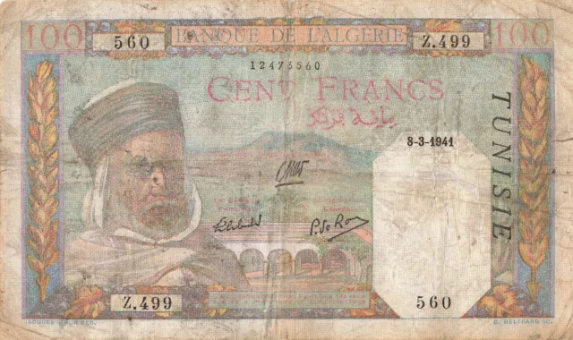 Tunisia 100 Francs 1941