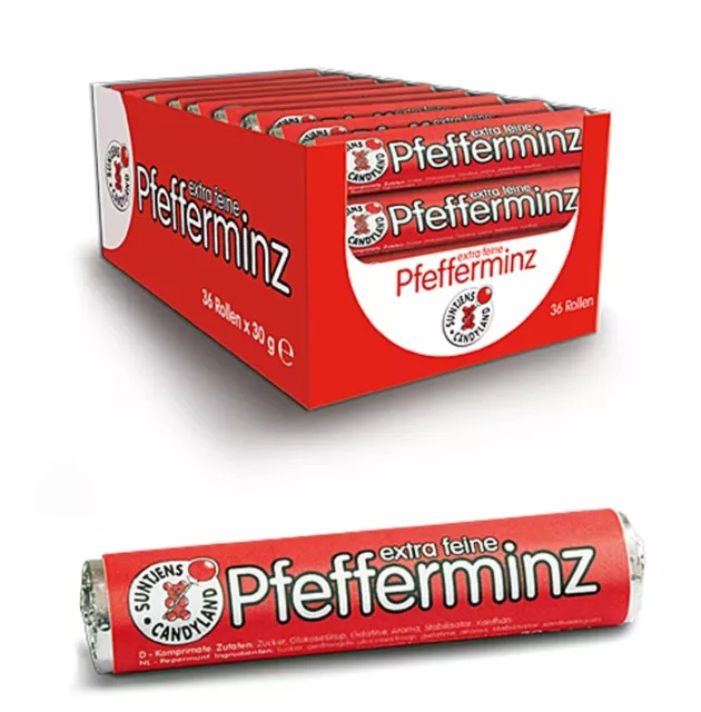 36 Rollen Suntjens Pfefferminz Taler Peppermint 18 Bonbons pro Rolle 1080g Minz 2