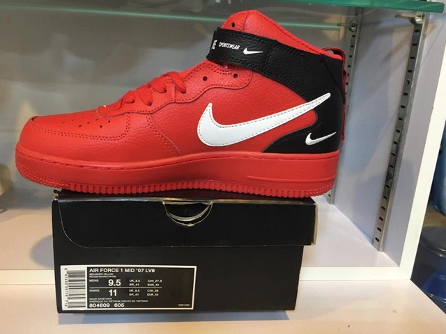 NIKE AIR FORCE 1 MID 07 LV8 Utility High Cut Red Size US 9.5 EUR