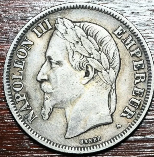 1870 A France Empire 2 Francs silver coin Napoleon III High Grade