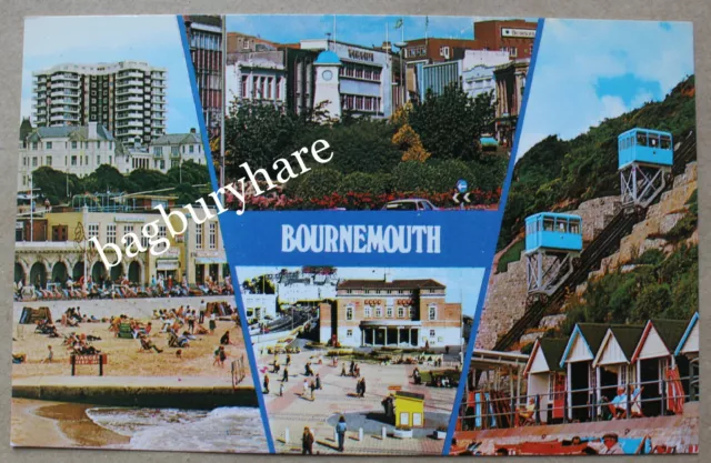 Postcard: Bournemouth. Multi-View. Square. East Beach. Pier Approach. West Cliff