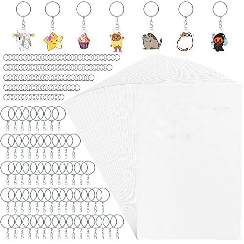 125 Pieces Heat Shrink Plastic Sheet Kit with 25 PCS Shrinky Shrinky Dinks Kit