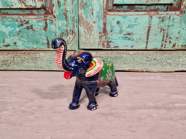 Hand Made Indian Hand Painted Rajasthani Colourful Elephant Statue Ornament