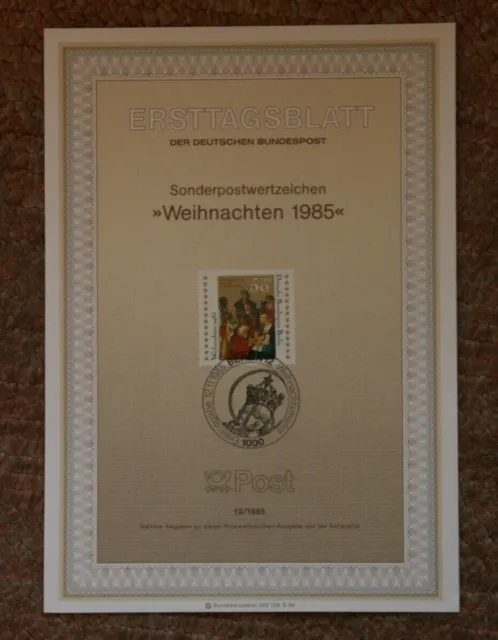 Komplett. Jahrg. 1985 (13 Stück) Ersttagsblätter der Deutschen Bundespost BERLIN
