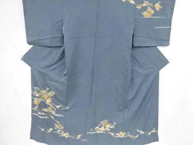 81292# JAPANESE KIMONO / ANTIQUE KIMONO / EMBROIDERY / PINE & UME BLOSSOM &a