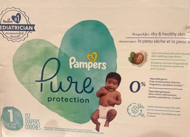 Pampers Pure Protection Diapers Enormous Pack - Size 1 - 132ct