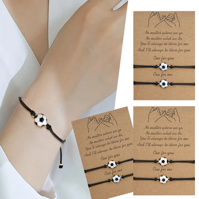 Armbänder Damen Silber 925 Türkis Fußball-Form-Karte Best Friend Armbänder Paare