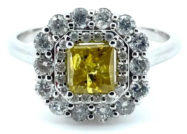 14ct White Gold Fancy Yellow Diamond Ring