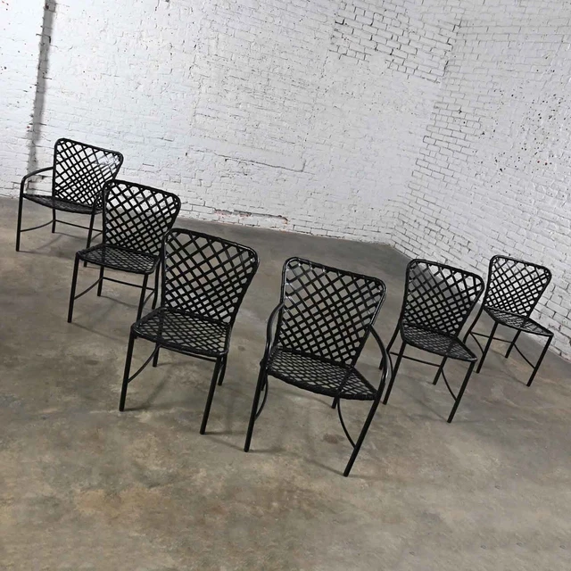 6 MCM Brown Jordan Tamiami Outdoor Dining Chairs 4 Side & 2 Arm by Hall Bradley