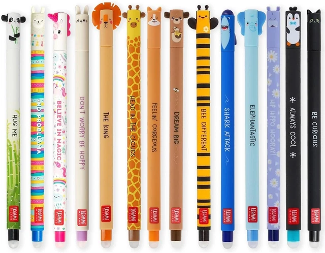 Lot De 5 Stylos Gel Effaçables Mignons Animaux – Encre Thermosensible, Pointe 0,7 Mm, Cadeau Idéal Rentrée Scolaire
