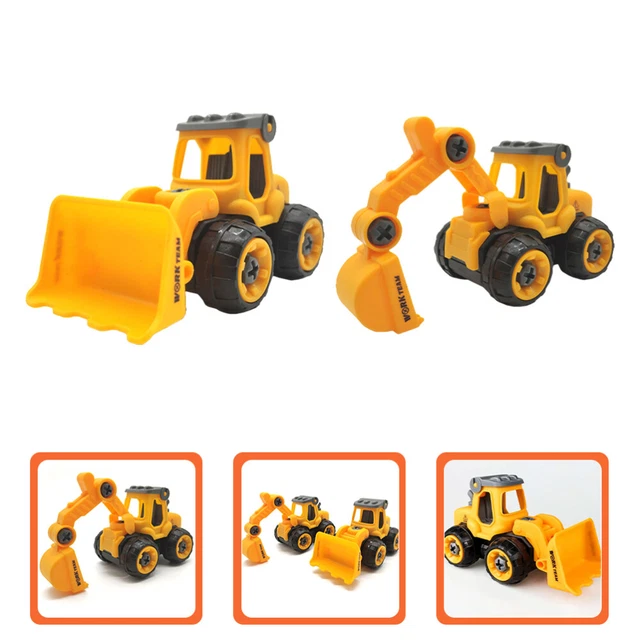 2 pz escavatore ornamento plastica 2 anni bambino decorazione compleanno giallo